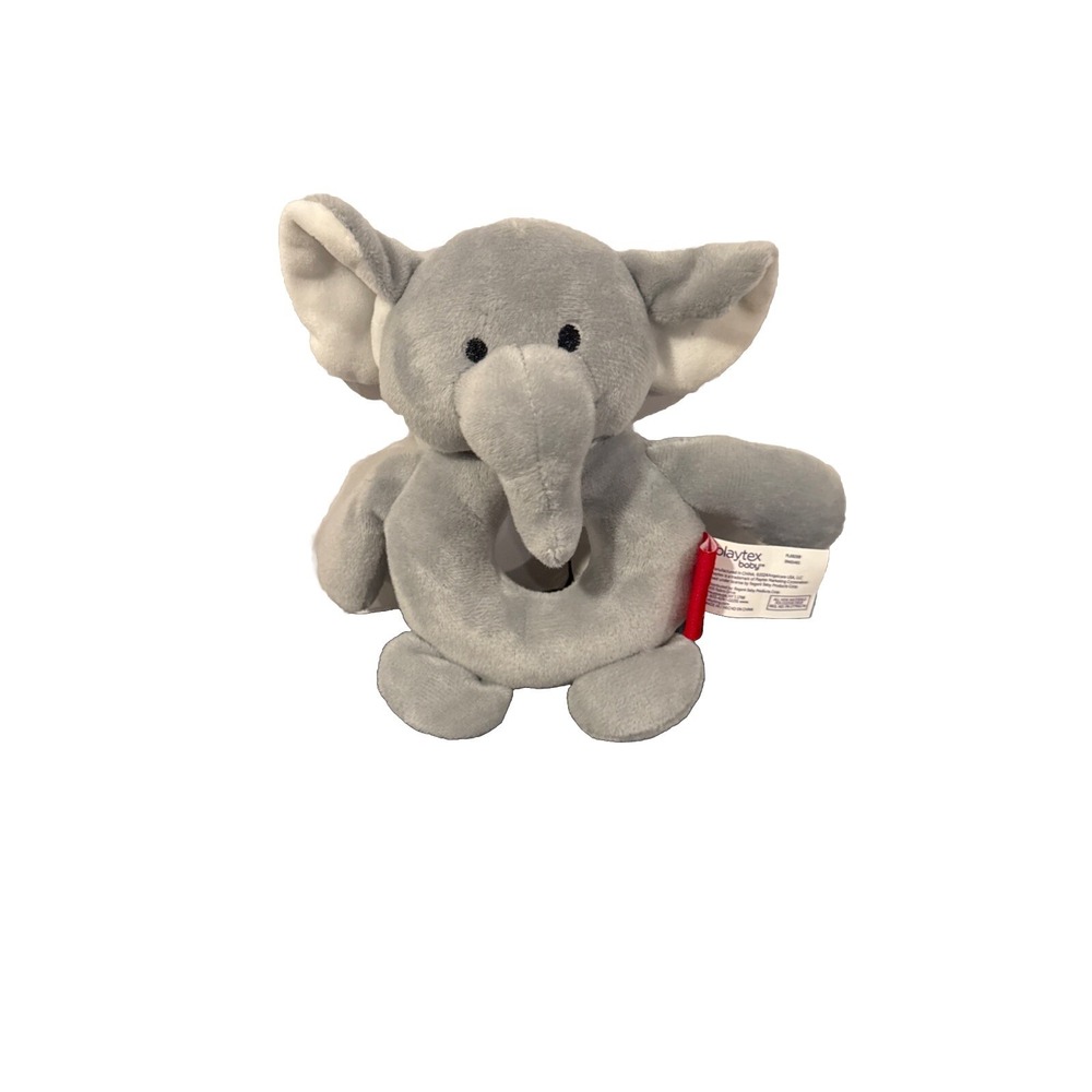 Playtex Gray Toy Elephant Rattle Lovey Security Blanket Unisex Infant Baby Toy‎